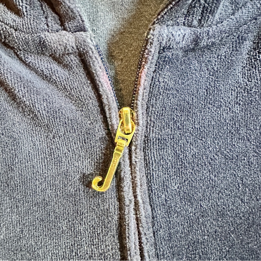 Juicy Couture Velour Full Zip Hoodie Women’s M Navy Blue Cozy Lounge‎ Y2K - Picture 6 of 11